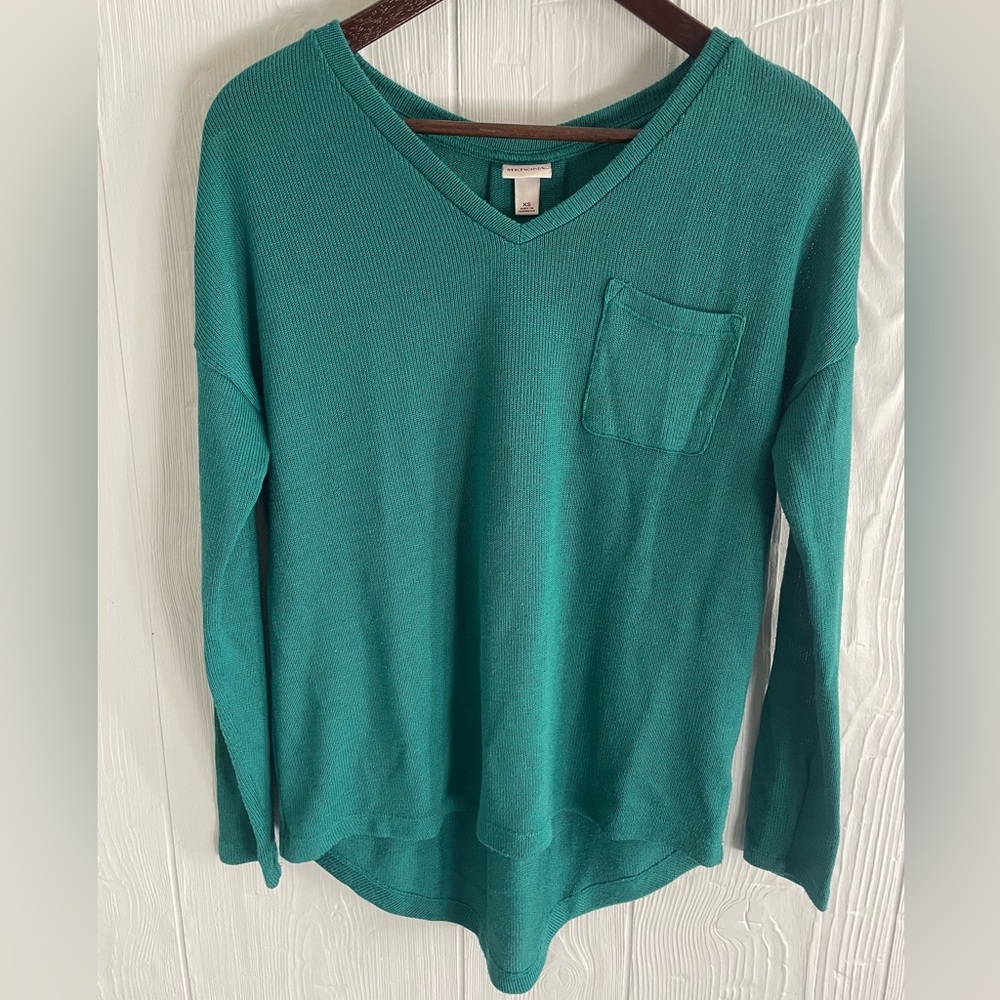 Merona Women’s Green/Blue V-neck Sweater Size X-Small